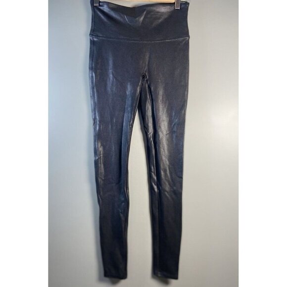 SPANX Faux Leather Leggings Black Size M Capsule Wardrobe Classic Stretch Medium - Picture 2 of 10